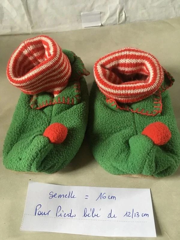 Chaussons Bébé Lutin De Noel Pour Pied De 12/13 Cm